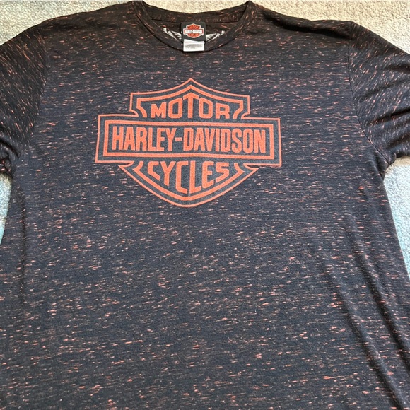 Harley Davidson Motorcycle HD Marbled Black and Orange Lightweight Shirt XL - Picture 6 of 10